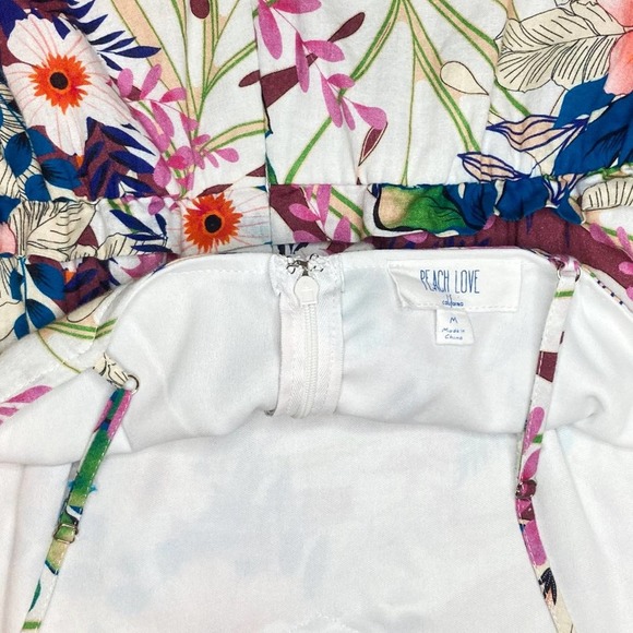 Peach Love California Floral Botanical Romper w/ Adjustable Spaghetti Straps - Picture 4 of 9
